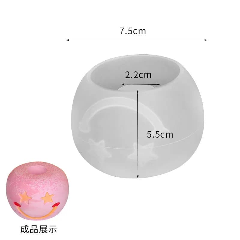 Love Smiling Face Candlestick Mold Handmade Circular Expression Candle Holder Plaster Molds DIY Resin Craft Gifts Home Decor