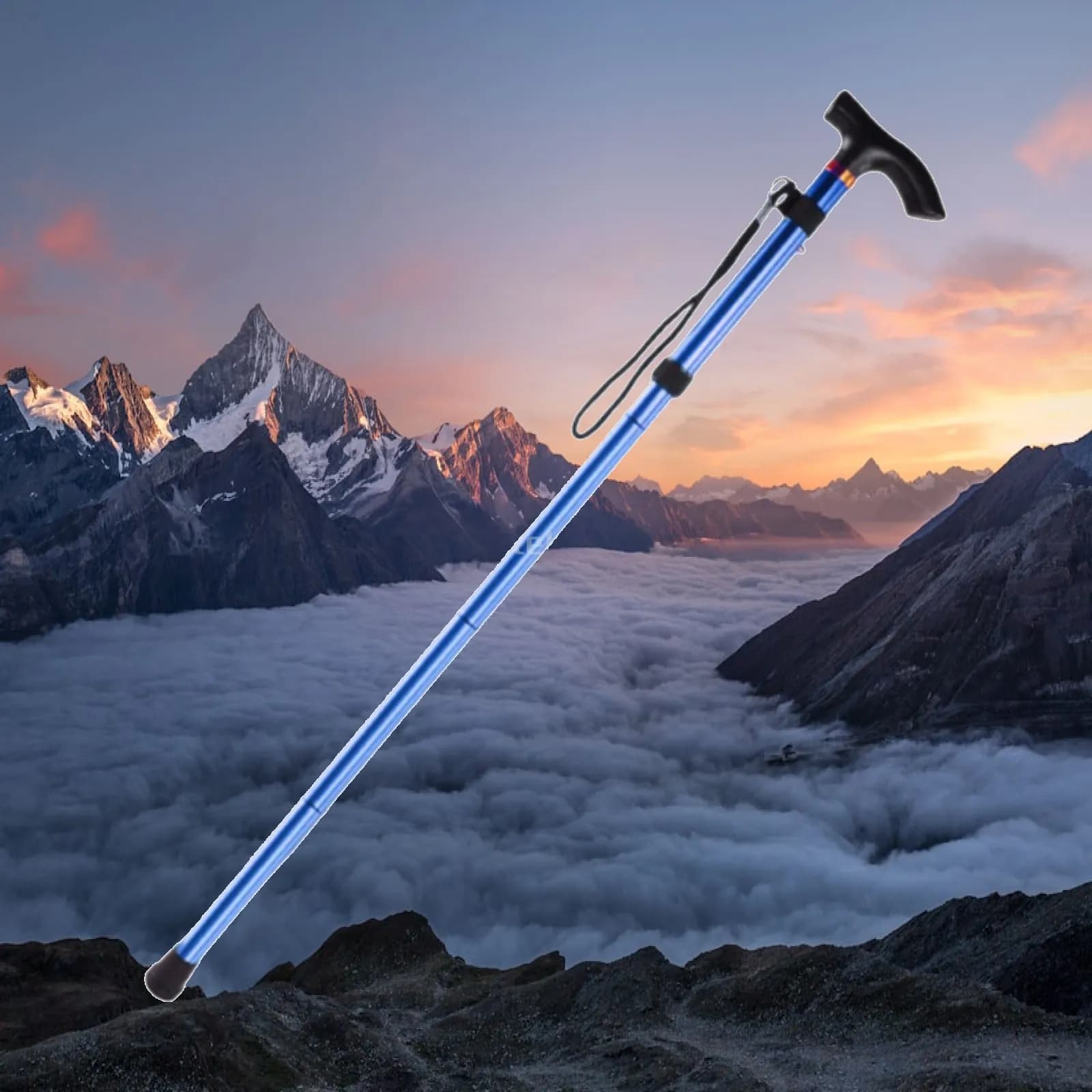 Hiking Cane Trekking Stick Retractable Portable Adjustable Folding Cane for Climbing Backpacking Camping Backpacker Hiker