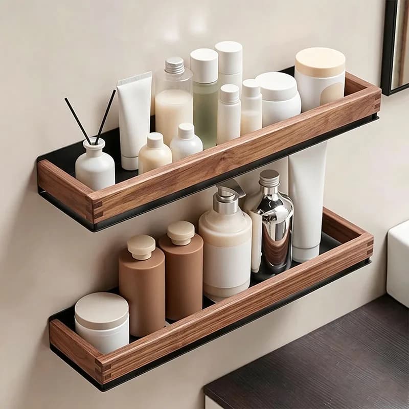 Mensole da bagno in legno, scaffale portaoggetti da parete, organizer da parete per bagno, portaoggetti sopra il WC per articoli da bagno, cucina e casa