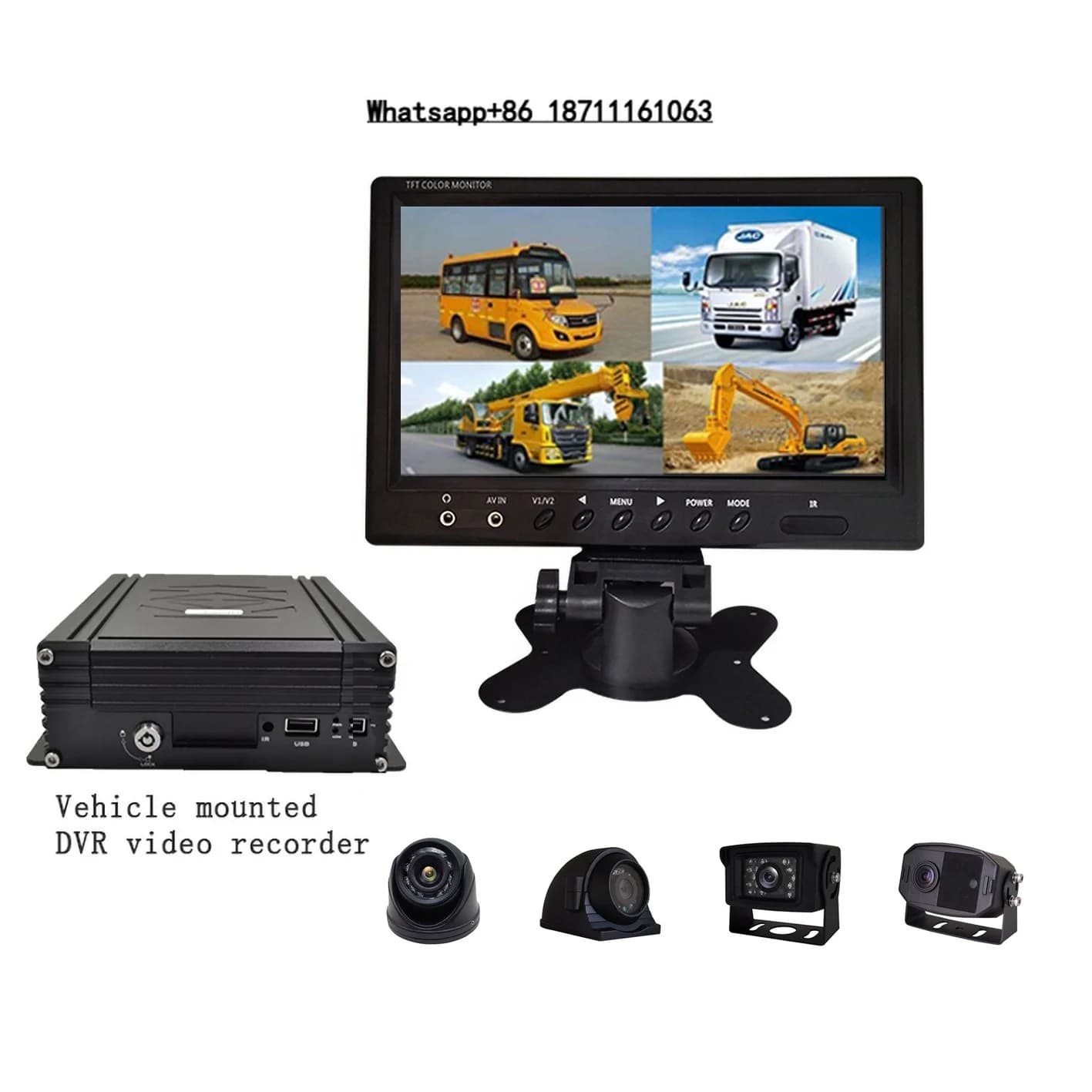 Firecore HX-9005 Specchietto Retrovisore con DVR HD a 4 Canali, Dashcam 360° per Camion, Autobus e Furgoni