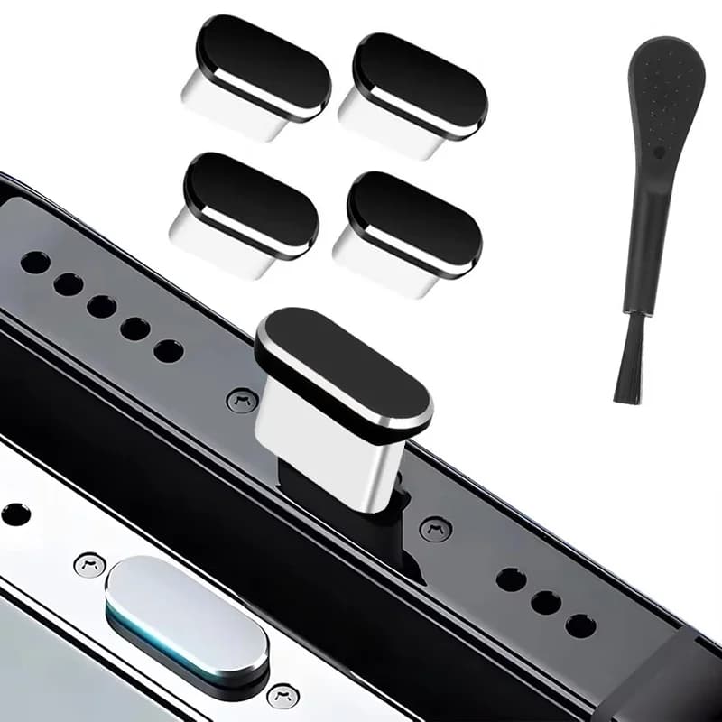 4Pcs USB C Dust Plug With Cleaning Brush Anti Dust Type C Plug Cover Charging Port Protective Cap For iPhone Xiaomi Huawei Phone