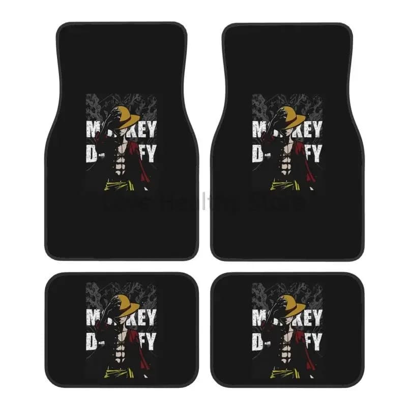 Wanted Monkey Rufys Anime Tappetini per auto anteriori e posteriori Set di 4 pezzi Tappetini antiscivolo universali giapponesi adatti per la maggior parte dei veicoli