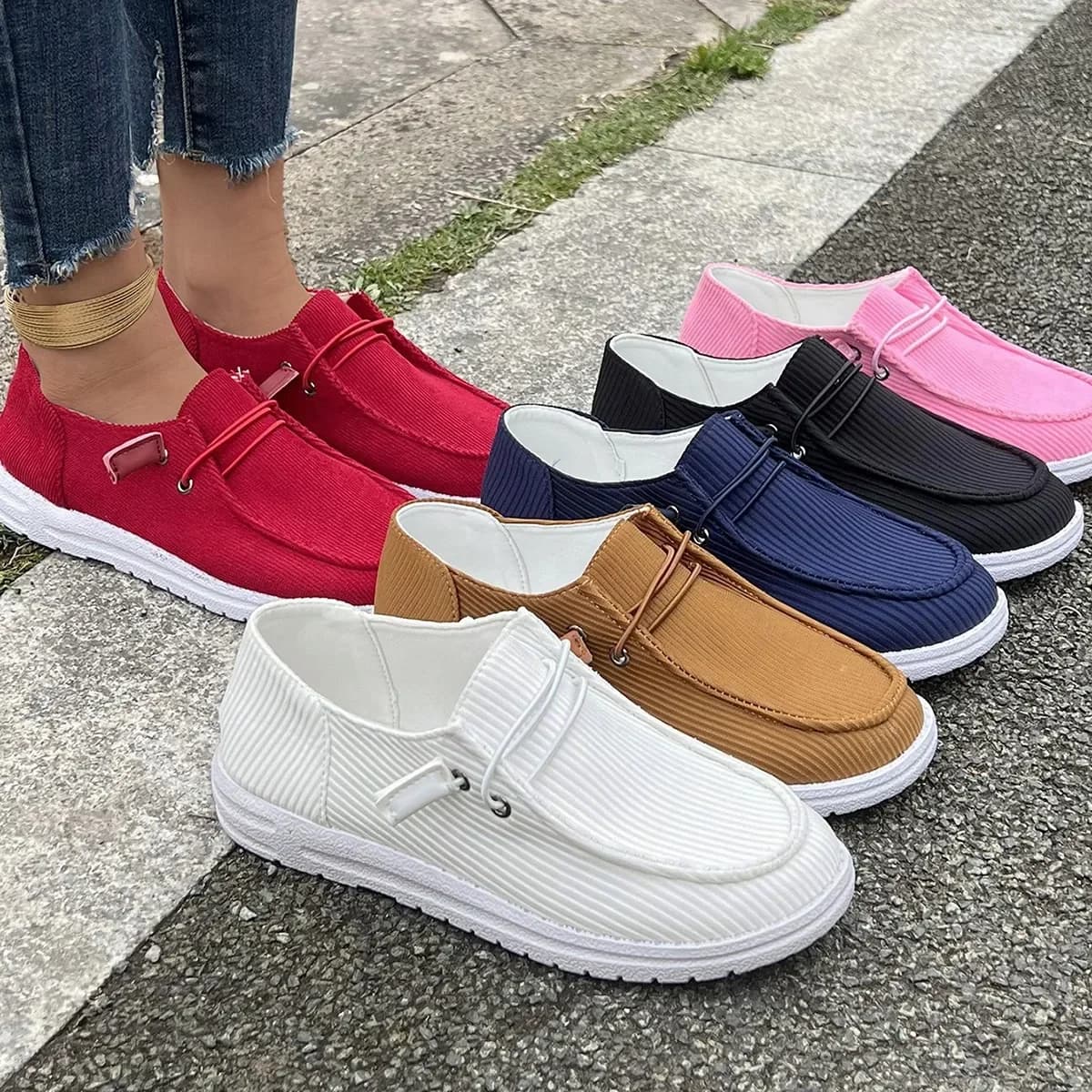 Nuove Scarpe da Donna Classiche Traspiranti in Tela, Comode Scarpe Basse con Suola Morbida per Camminare, Mocassini da Donna, Zapatos De Mujer