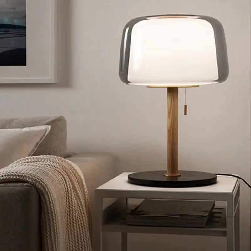 Lampada da Tavolo e da Terra Nordica Semplice e Lussuosa, in Legno con Doppio Vetro, per Soggiorno, Divano, Camera da Letto, Comodino, con Dimmerazione Continua