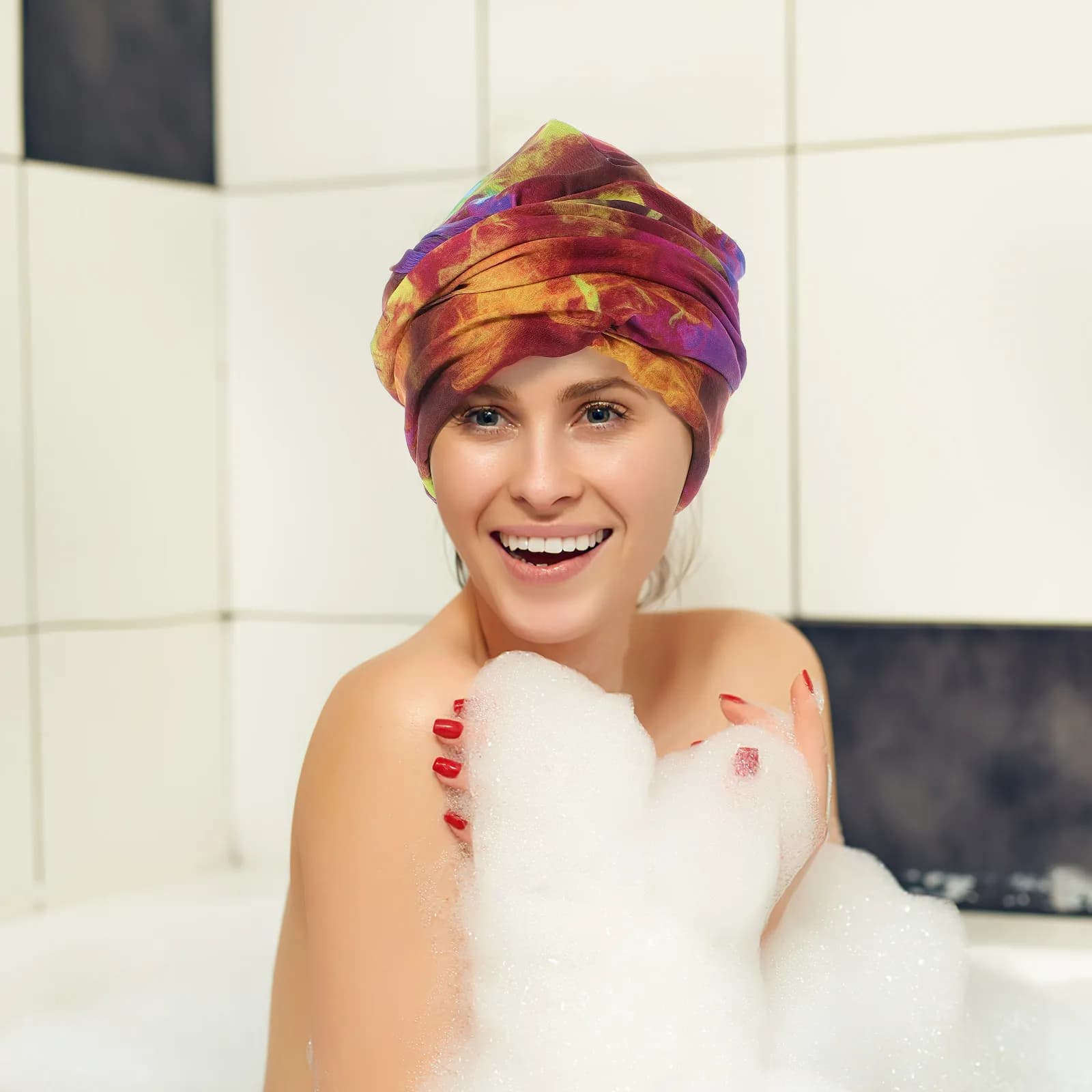 Cuffia da Nuoto Extra Large per Donne, in Silicone Impermeabile, Altamente Elastica, con Design Arricciato e Nodo, per Capelli Lunghi, Trecce e Dreadlocks