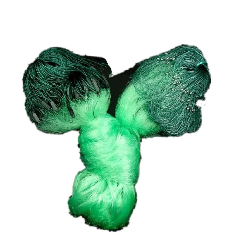 50m long and 2m high sinking net with three layers of green silk and thickened fishing net
