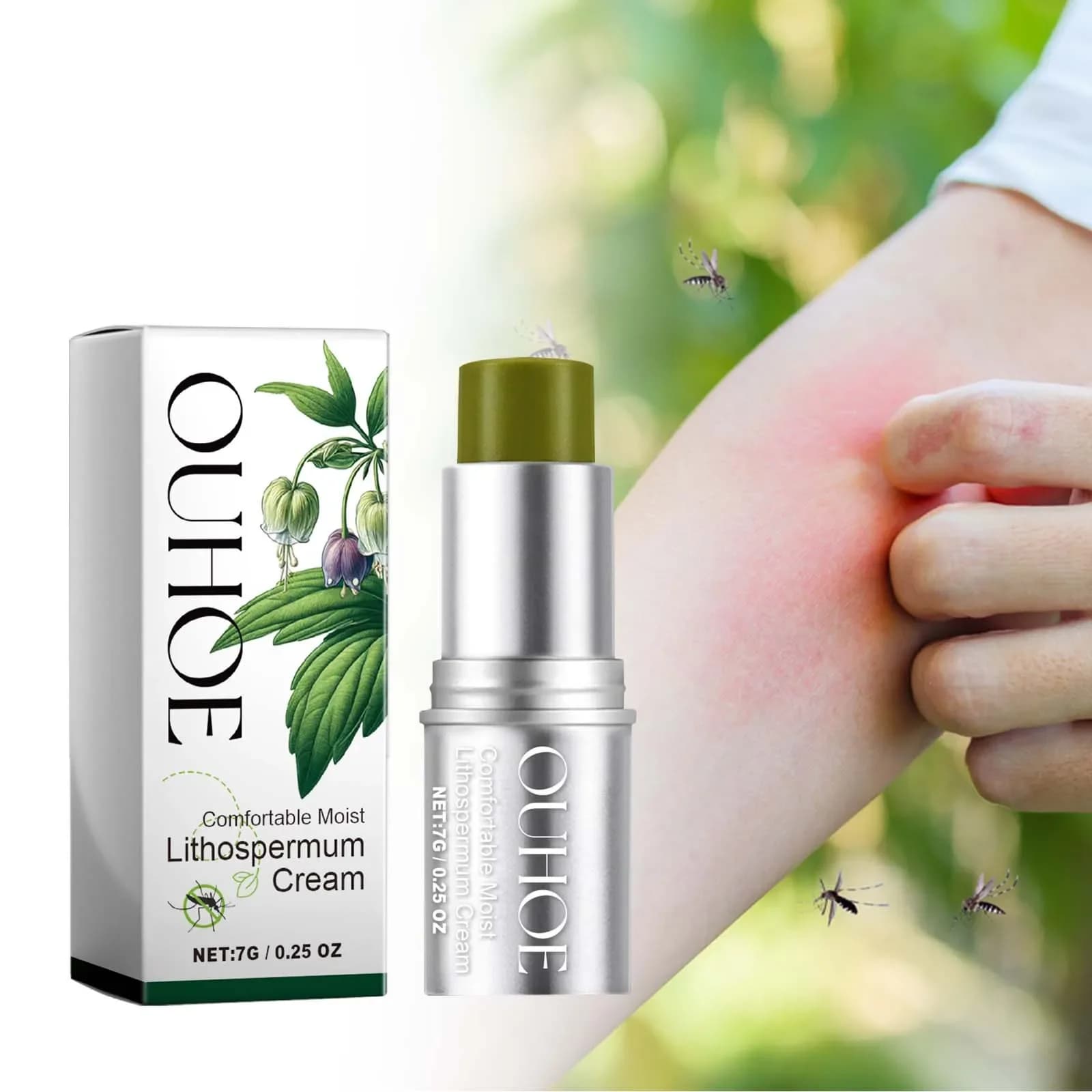 Crema Repellente per Zanzare OUHOE all'Erba Viola, Naturale, Anti-Puntura, Idratante, per Campeggio e Uso Domestico Estivo