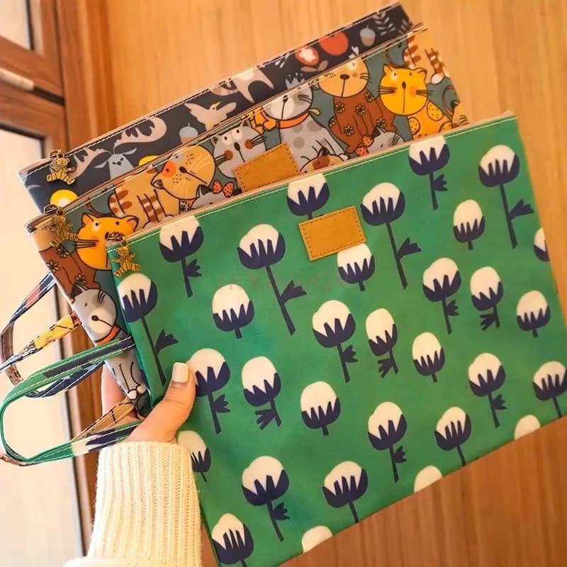 1pcs Cute cartoon waterproof A4 file bag file bag large capacity pregnancy test file bag zipper data storage bag