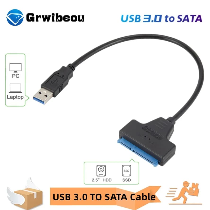 Cavo SATA USB 3.0 2.0 Adattatore Sata a USB 3.0 Fino a 6 Gbps Supporto HDD esterno da 2,5 pollici Disco rigido SSD Cavo Sata III a 22 pin
