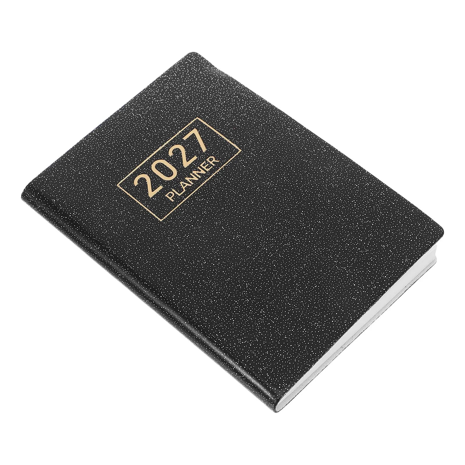 Black PU A7 Pocket Planner 2027 Daily Agenda Notebook Portable Office Calendar Organizer for Task Management Study