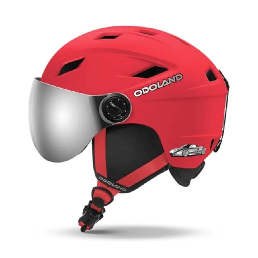Casco da Sci per Bambini con Visiera 2-in-1 e Occhiali, Casco da Snowboard Regolabile con Cinturino a Fibbia Magnetica per Età 5-12, S(52-55 cm)