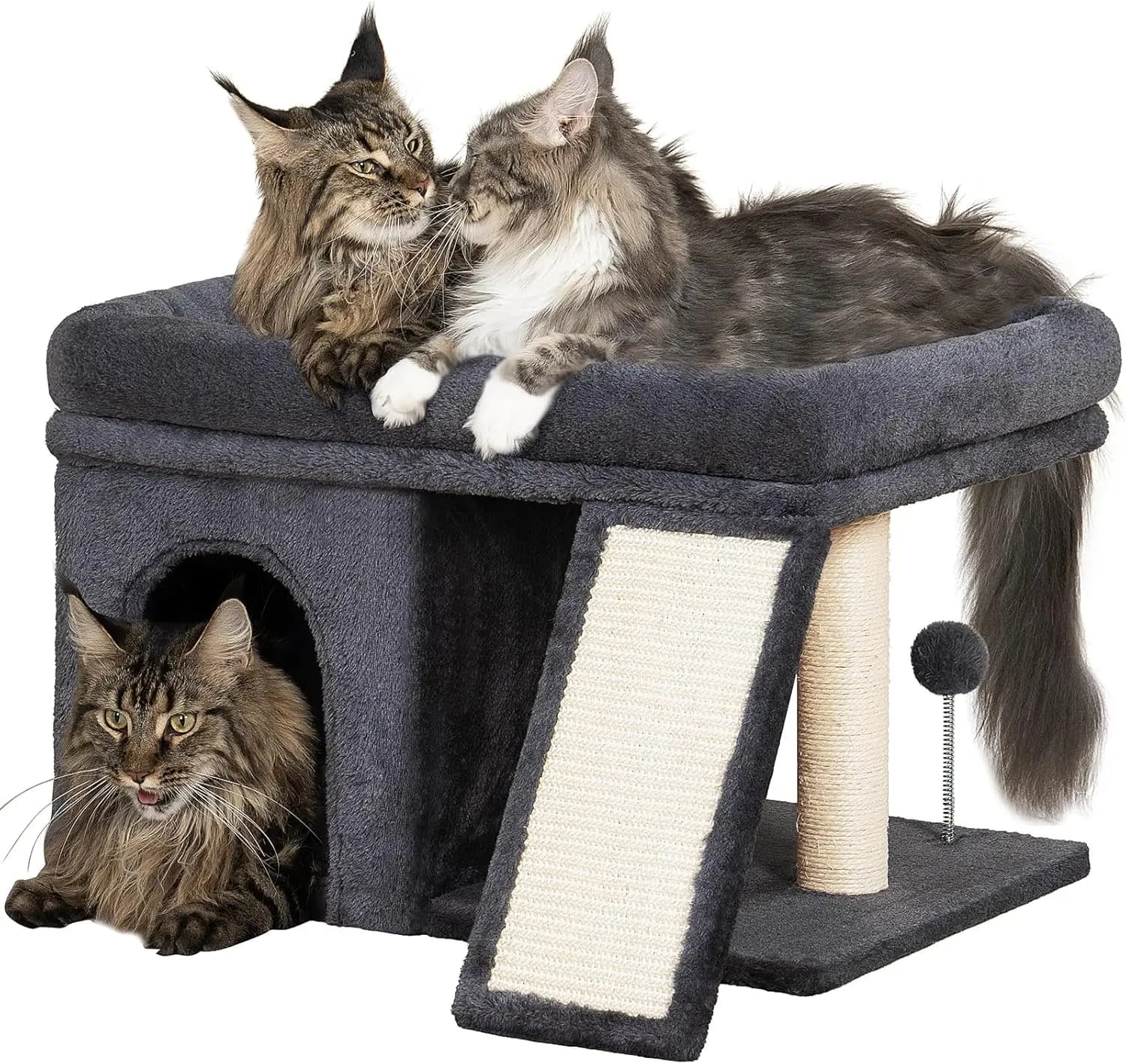 Torre per Gatti Extra Large per Gatti Grandi, Letto Sospeso da 25 Pollici, Cuccia, 2 Tiragraffi in Sisal, Facile Montaggio