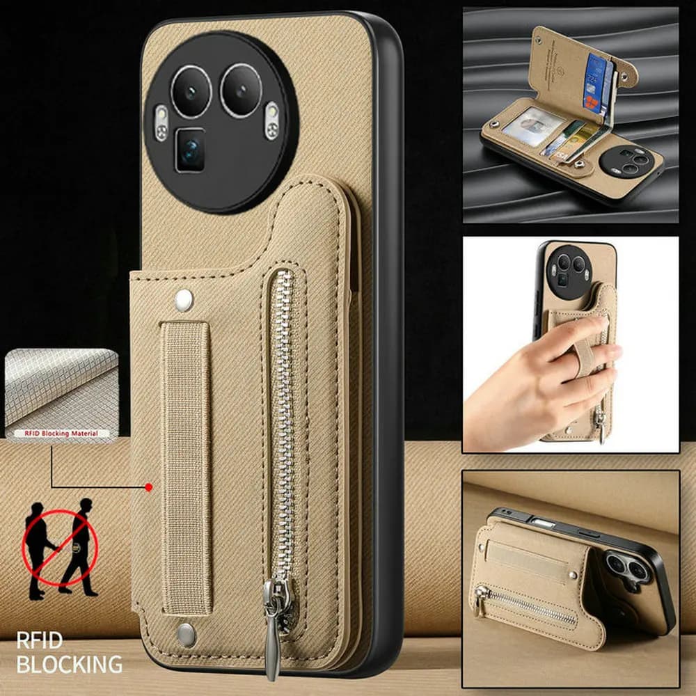 Custodia di lusso con cerniera in pelle RFID per OPPO A6 Pro 5G 4G, cover posteriore con cinturino per OPPO A5 Pro, custodia per telefono A6 Pro A5