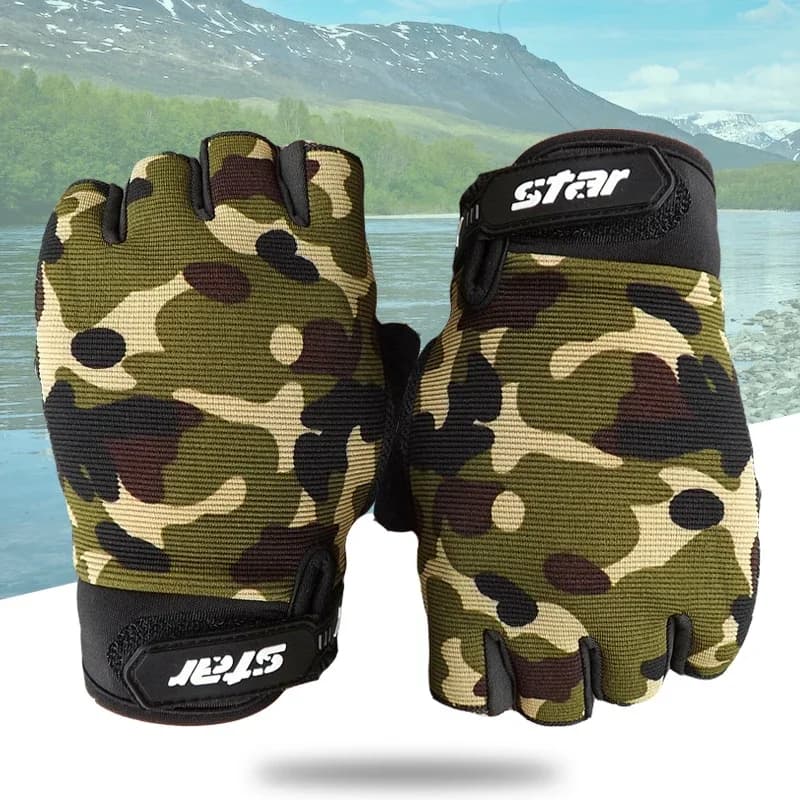 Men's Mid-Diamond Fishing Gloves Breathable Tactical Gloves for Outdoor Cycling Camping Hiking Training in the gym