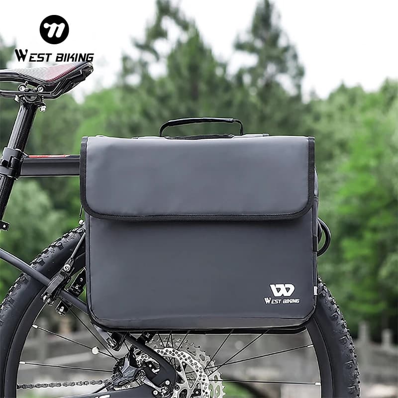 WEST BIKING 36L Large Capacity Bike Panniers Waterproof Double-Sided Rear Rack Bag with Reflective Strips for MTB & Road Bikes