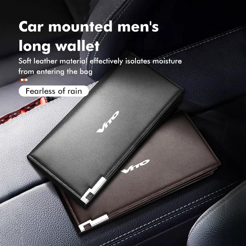 For Mercedes Benz Leather Small Wallet Multifunctional Travel Accessories Purse W124 W203 VITO Sprinter Viano V-Class R-Class