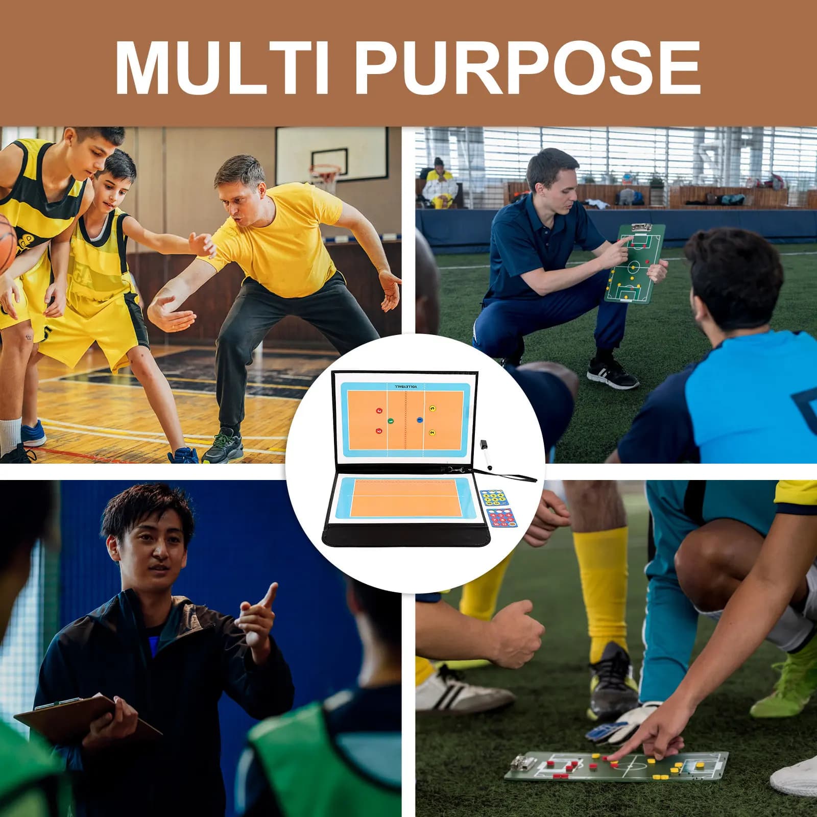 1Set Sports Ball Coaching Board Volleyball Match Board Multi Function Splint Design Easy Mount Reusable Writing Surface Strategy