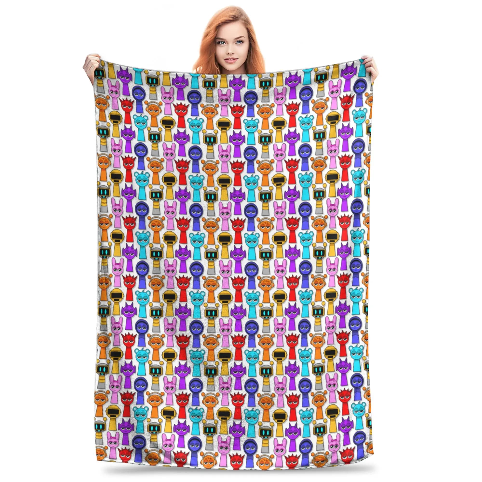 Cartoon Sprunkis Game Blanket Flannel Summer Multi-function Warm Throw Blanket for Bedding Travel Plush Thin Quilt,