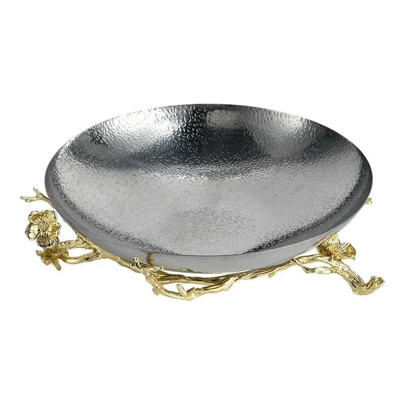 Hammer stainless steel fruit plate, metal tripod ornament, decorative bowl