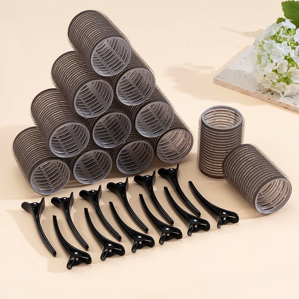24 pcs/set Auto Grip Hair Rollers Without Heat Clips Bigodini Hair Clips Without Heat Frangia Hair Volume Self-adhesive Hook Tools For Styling FAI FROM TE