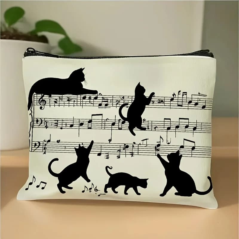 Borsa per il Trucco Multifunzionale per Oggetti da Viaggio, Cancelleria e Articoli da Toilette, Organizer per Toilette con Design a Tema Musicale