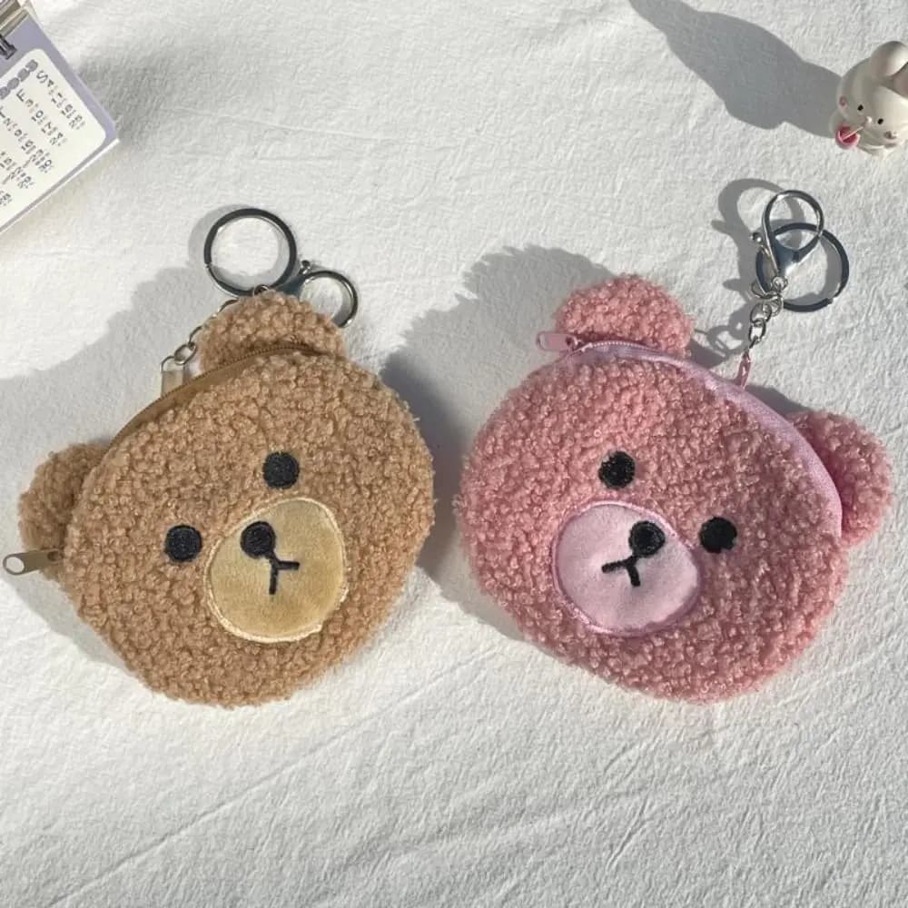 2024 nuovo simpatico peluche a forma di orso portafoglio portamonete cartone animato durevole porta carte di credito per regalo