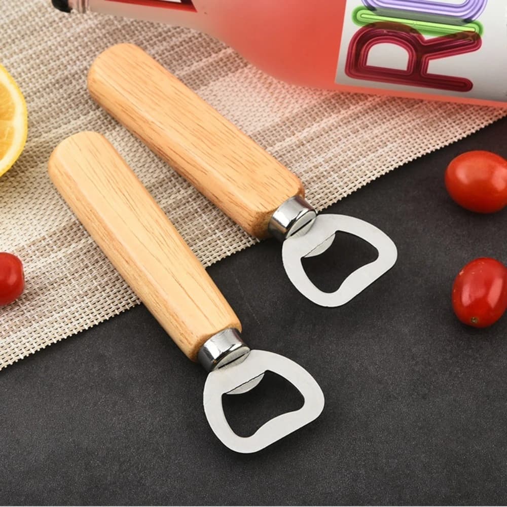 Apribottiglie in Legno con Manico, Design Incisione Laser, Strumento Portatile per Bar e Cucina, Gadget Personalizzato per Feste, Regalo per Festival, Forniture