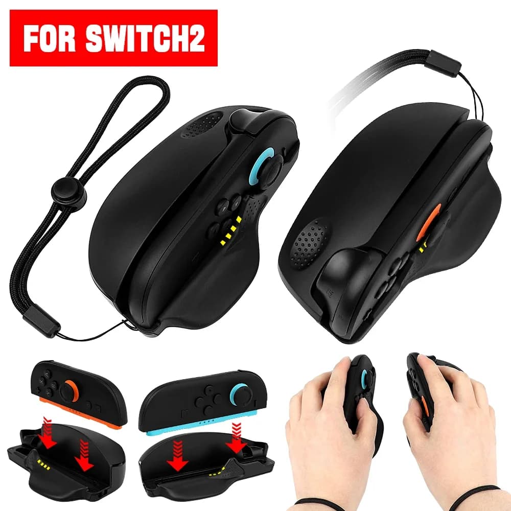 2 Pezzi Controller Gaming Ergonomico Portatile Mini Mouse Sinistro+Destro con Supporto per Joypad Switch 2