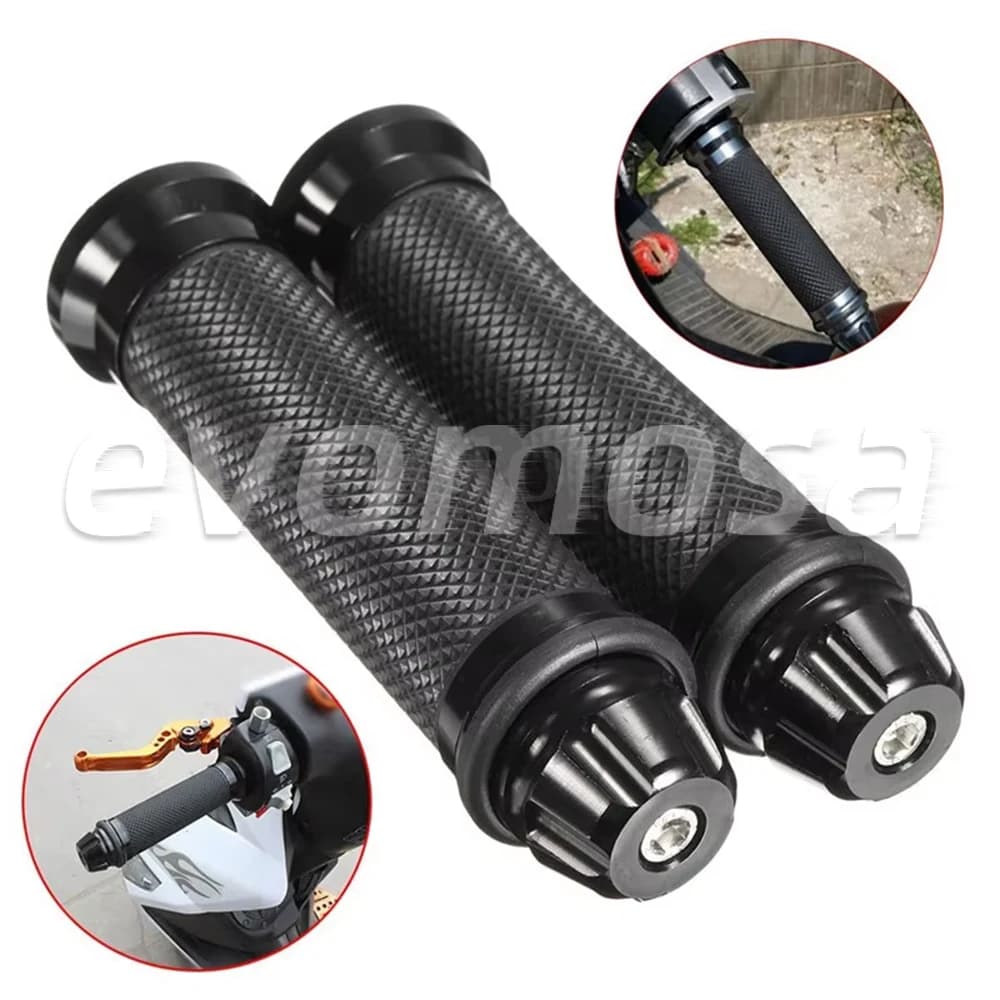 Evomosa Universal black knobs 22 mm 7/8" Handlebar handlebar anti-slip knobs with bar end weight for Honda BMW Yamaha