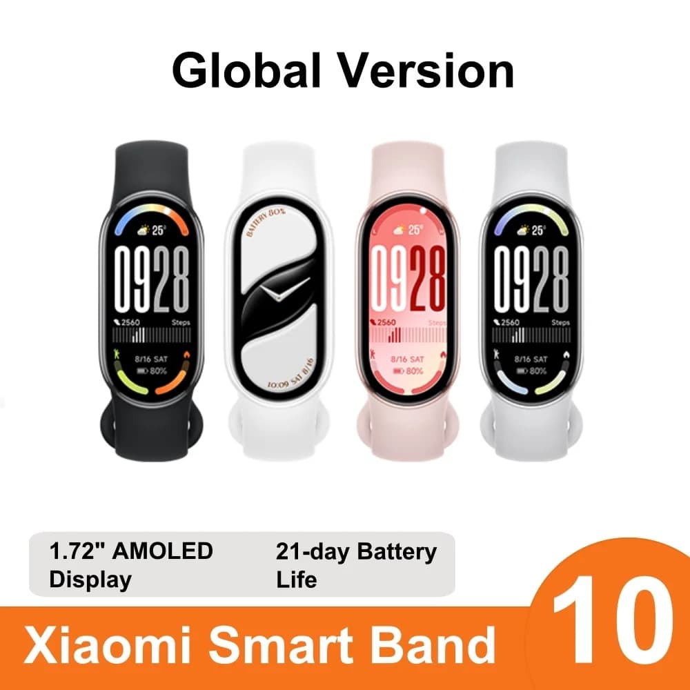 Versione globale Xiaomi Smart Band 10 Display AMOLED da 1,72 pollici Salute Fitness Gestione del sonno Bracciale Mi HyperOS 2 impermeabile 5ATM