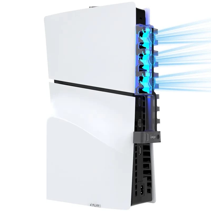 Ventola di Raffreddamento Silenziosa per PS5 Slim, Raffreddamento Rapido, Controllo Intelligente della Temperatura, Dissipatore di Calore Posteriore a Induzione, Accessori