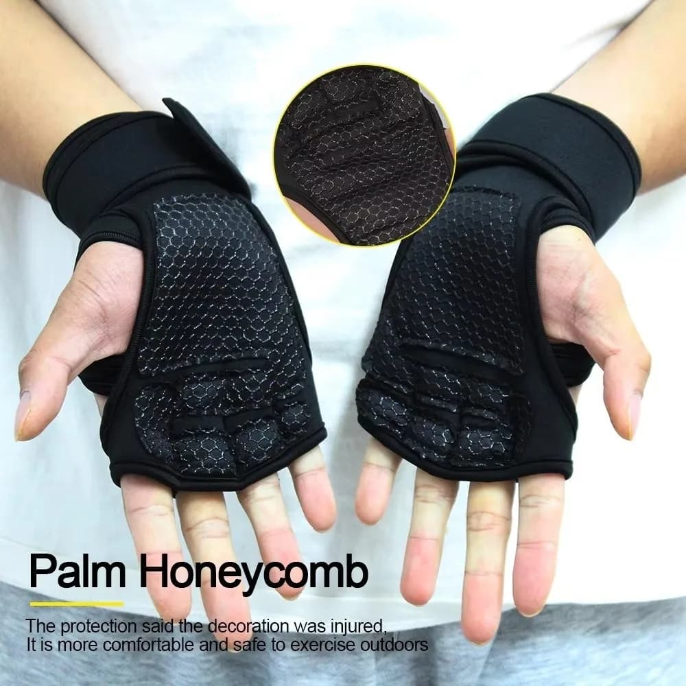 Anti-Slip Gym Fitness Gloves Wrist Protect Adjustable Weightlifting Gloves Wear-Resistant Shock-absorbing Workout Mittens