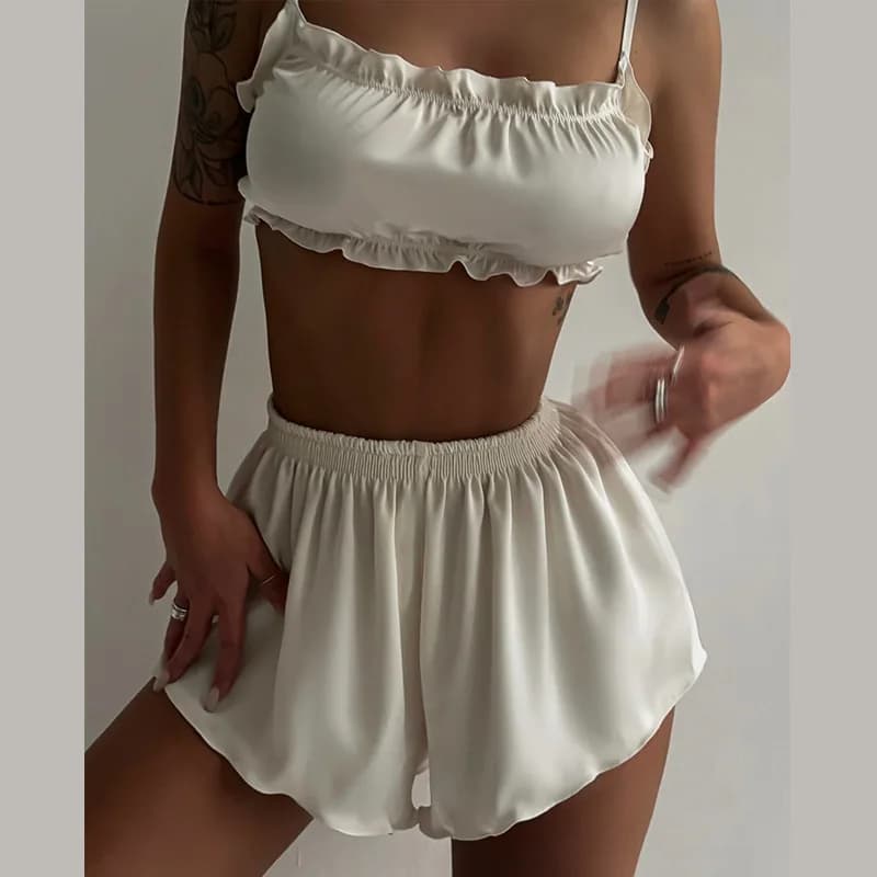 Pigiama sexy con bretelle in seta dolce e fresca Spice Girls Set da due pezzi Abbigliamento da donna Europa America