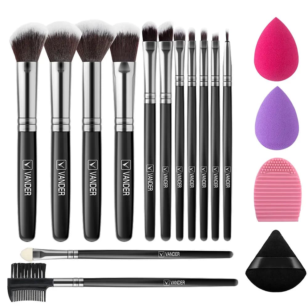 Set of brushes and sponges for make-up, soft and soft make-up brushes, umbrella, foundation, cosmetic powder, fard, beauty tool for fading