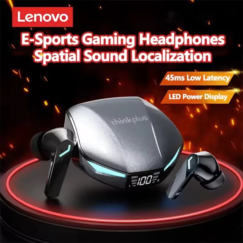 Lenovo XT53 Wireless Update Bluetooth 5.4 Ultra Long Lifetime Low Latency Gaming Headphones with LED digital display