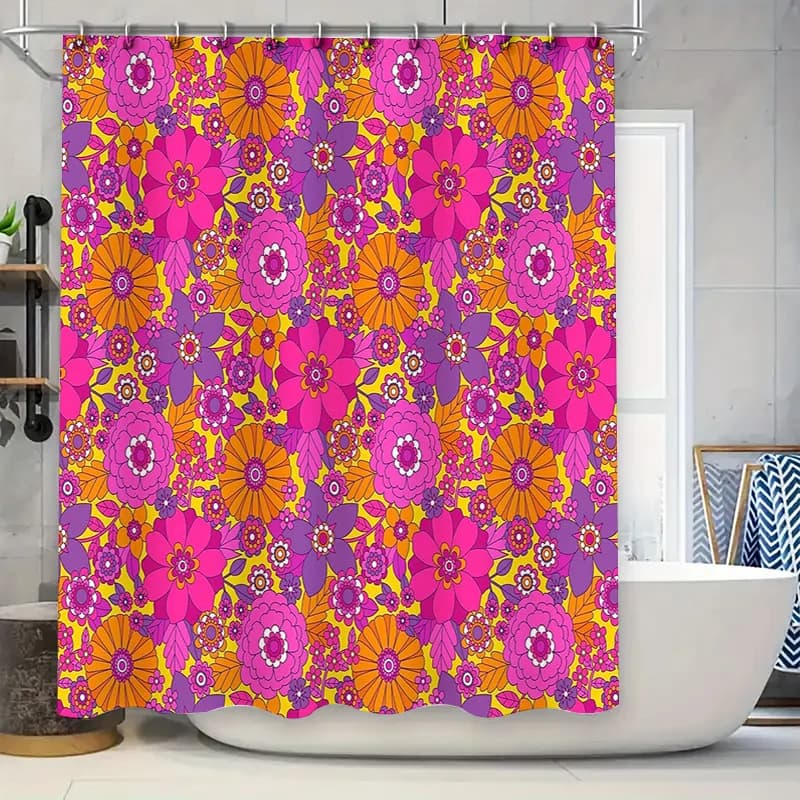 Tenda da doccia floreale modello botanico tessuto impermeabile arredamento per il bagno piante naturali vintage arte della parete tessili per la casa