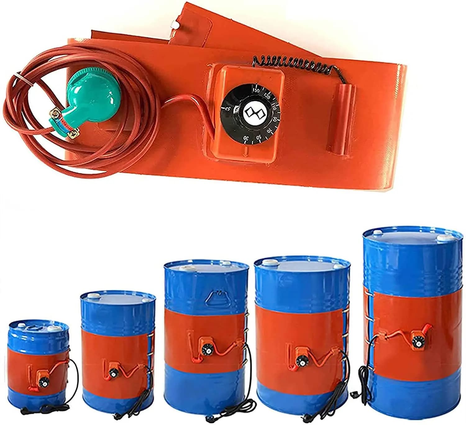 Cinghie riscaldanti in gomma siliconica 110V 220V con termostato digitale/a manopola per serbatoi di gas, olio e fusti