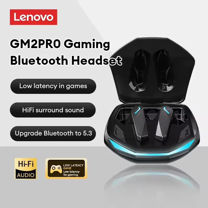 5PCS Lenovo GM2 PRO Auxuries True Wireless Bluetooth 5.3 Low Latency Gaming Sports Headphones for Running Auxiliary TWS in-ear with Microphone