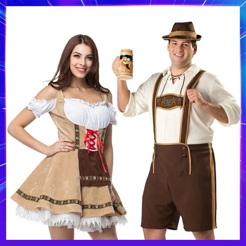 Costume da donna maschile bavarese dell'Oktoberfest, tradizionale birra tedesca, cosplay, festival di carnevale di Halloween, festa Maik;3, c'5.b;8'