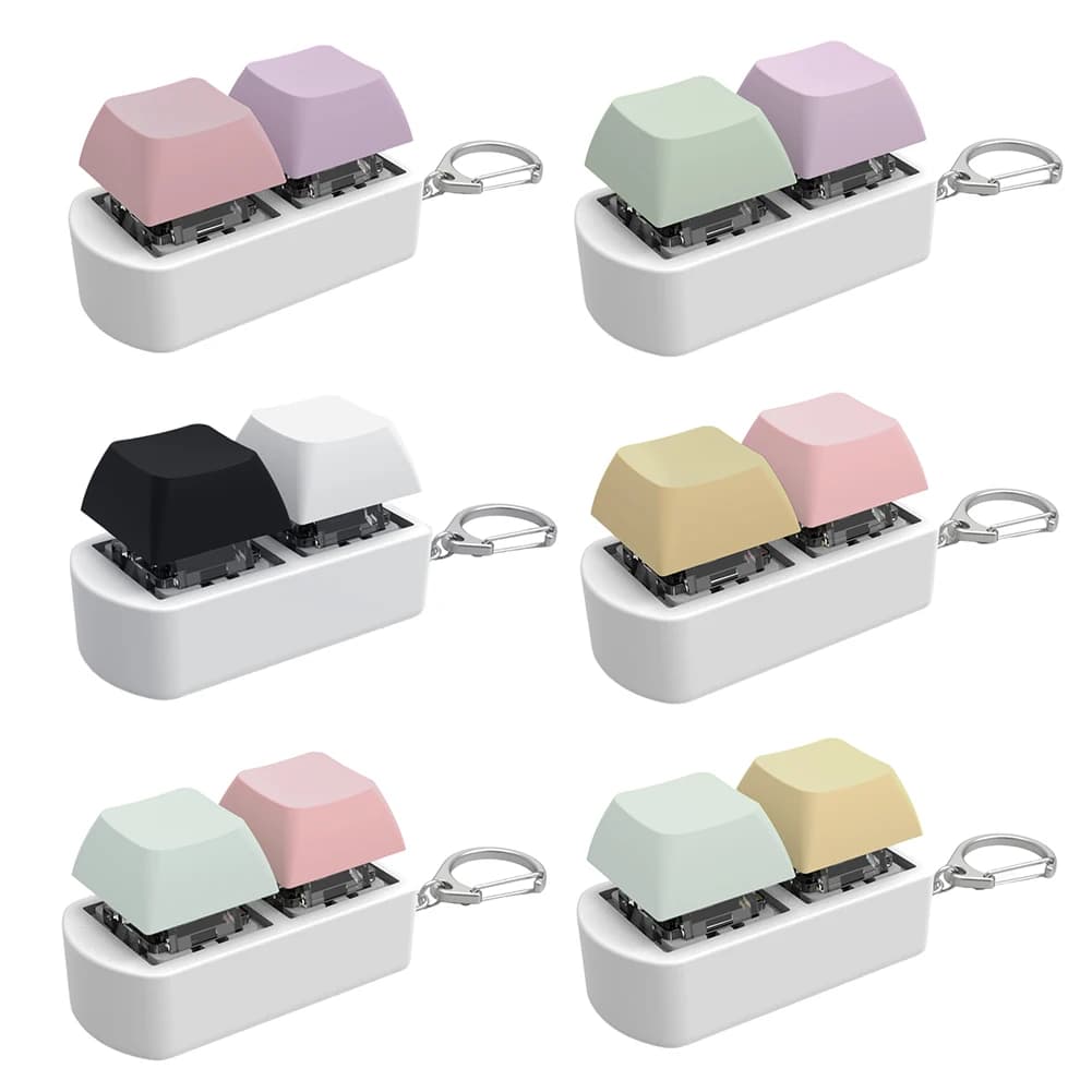 Tastiera da dito Fidget Toys 2 tasti Portachiavi sensoriale Fidget Copritasti Fidget Keyborad Pulsante Portachiavi calmante per le dita per bambini Adulti