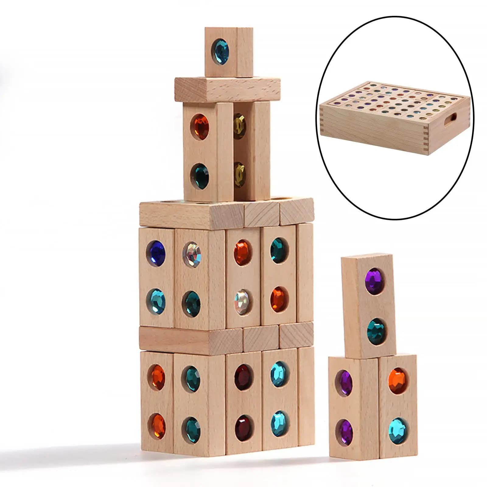 Blocchi impilabili Montessori Età 4 blocchi di gemme Giocattolo puzzle di apprendimento