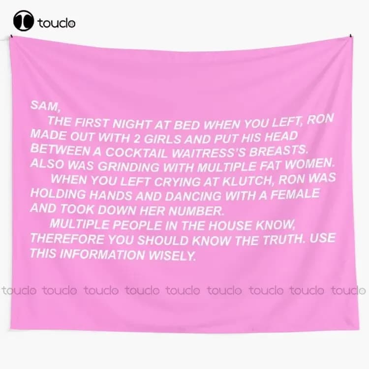 The Note (In Pink) Sammi Sweetheart Tapestry Funny Tapestries Tapestry Blanket Tapestry Bedroom Bedspread Decoration Funny Wall