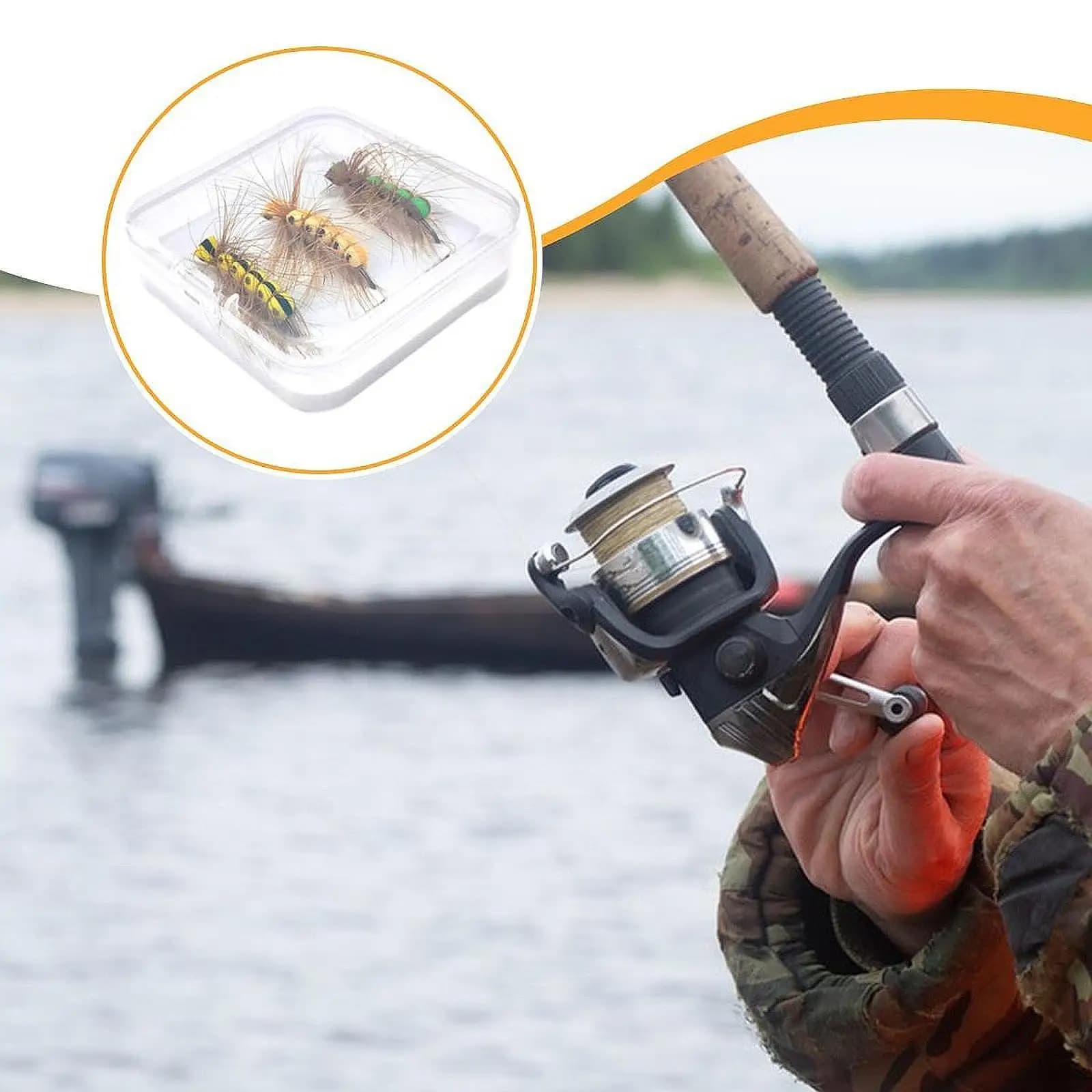 Set Regalo di Esche Artificiali per la Pesca a Mosca, Scatola Portatile per Mosche da Pesca per Trota, Spigola, Bluegill, Persico in Lago e Fiume