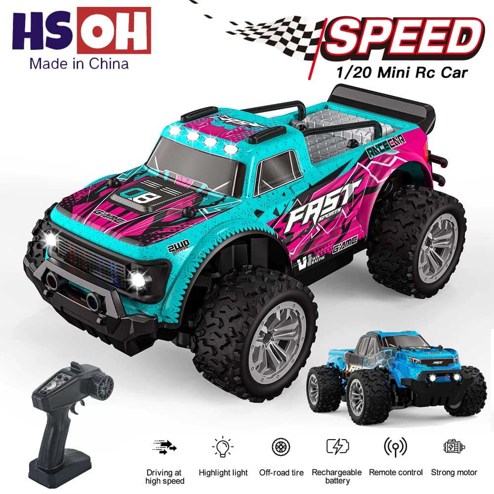 1:20 KF24/KF23 2.4G RC Car con luce a LED, camion da arrampicata fuoristrada telecomandato 2WD, regalo giocattolo da esterno per bambini