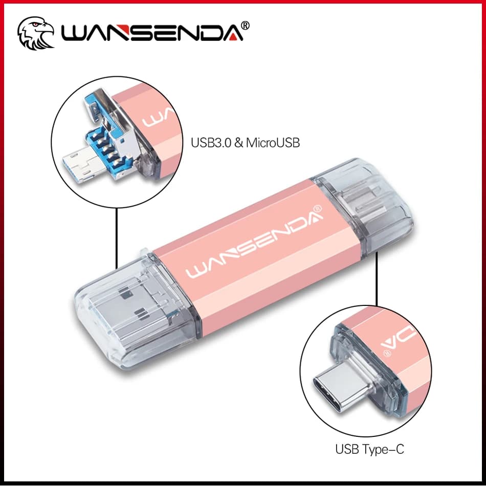 Wansenda chiavetta USB 3 in 1 USB 3.0 e Type-C e Micro USB 512GB 256GB 128GB Pendrive 64GB 32GB OTG Pen Drive Cle Memory Stick