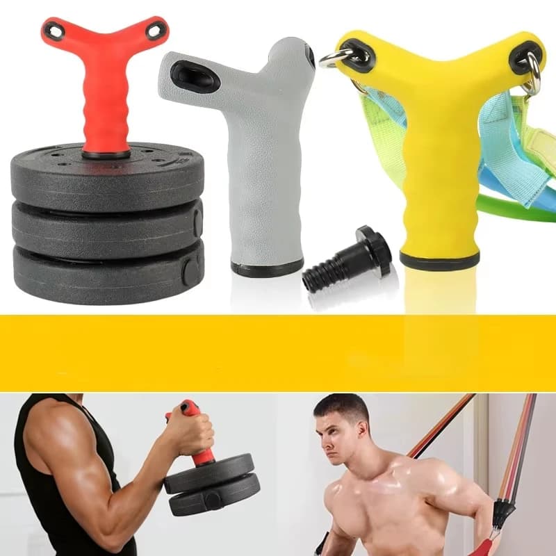 Multi‑Function Y‑Shape Fitness With Screw Adapters For Weight Plates Home Gym Strength Training Dumbbell Handle Accessory