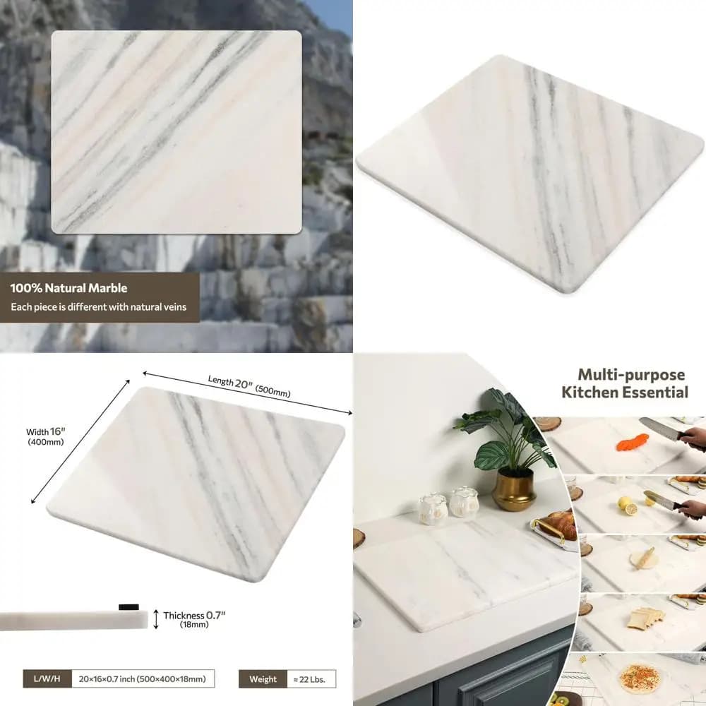 16 x 20 inch marble cutter, non-slip surface for pastry, cheese, chocolate and home opening gifts, Calacatta Aura finish