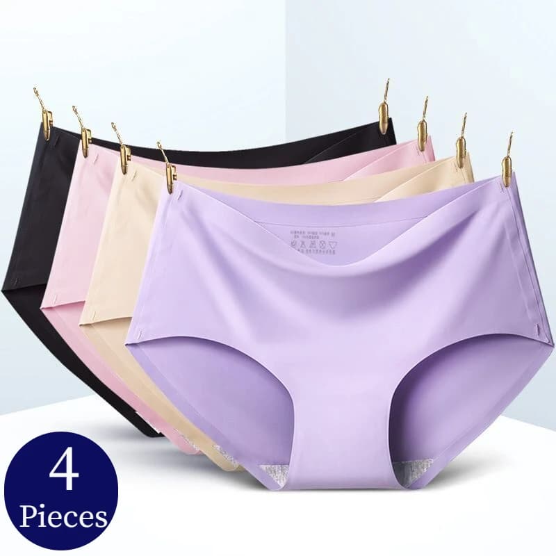 BZEL 4 pz/set mutandine da donna intimo femminile senza cuciture Plus Size Lingerie slip in raso di seta traspirante vendita calda mutande accoglienti