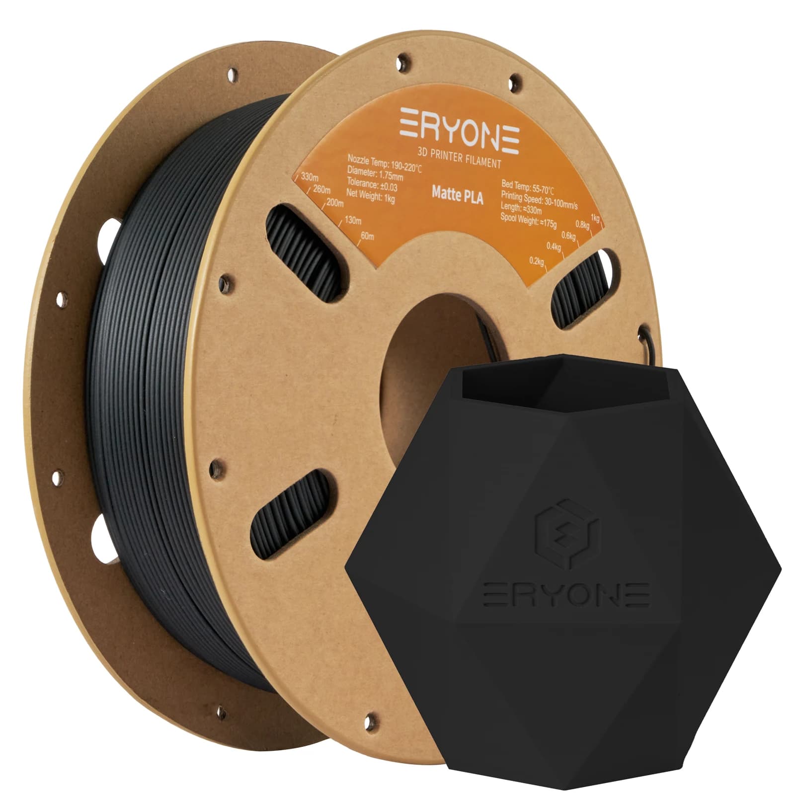 ERYONE Filament PLA matt for 3D printer, filament 1,75 mm +/- 0.03 mm, 1 kg (2,2 pounds)/bobin