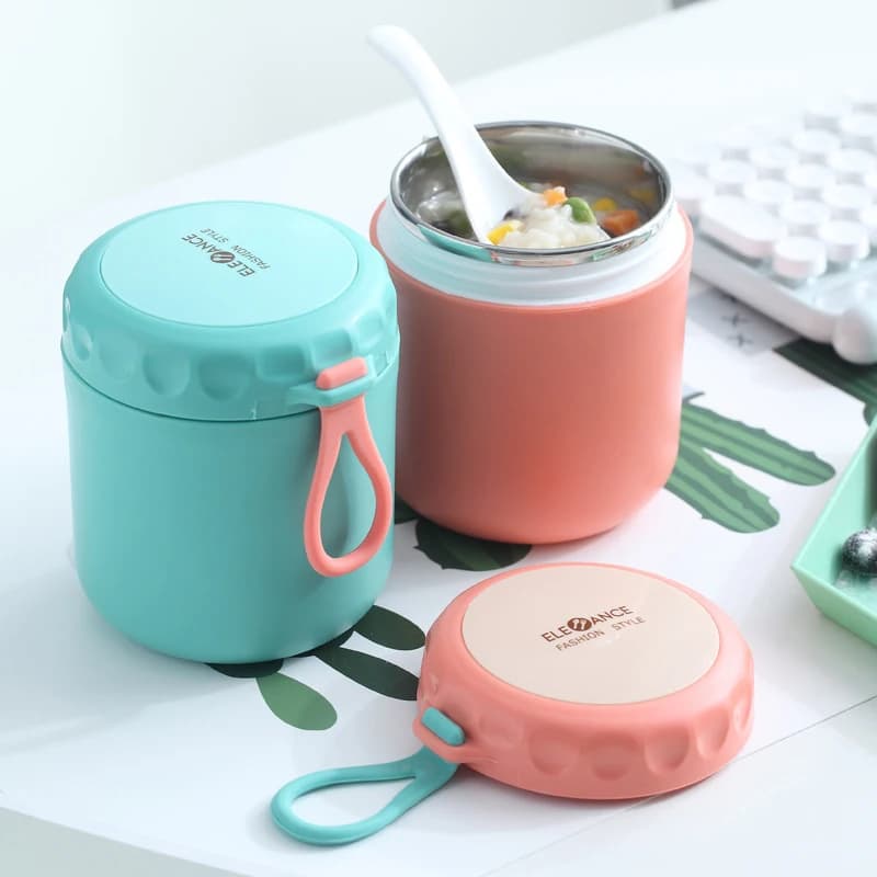 Scatole per il pranzo isolate Barattolo per alimenti Ciotole per zuppa isolate Fiaschetta sottovuoto in acciaio inossidabile Sigillo per ufficio, adatto per viaggi d'affari, viaggi
